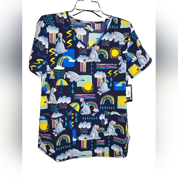 Disney Eeyore Winnie The Pooh V-neck Scrub Top Avail Sizes  S M L Nwt - Picture 1 of 2
